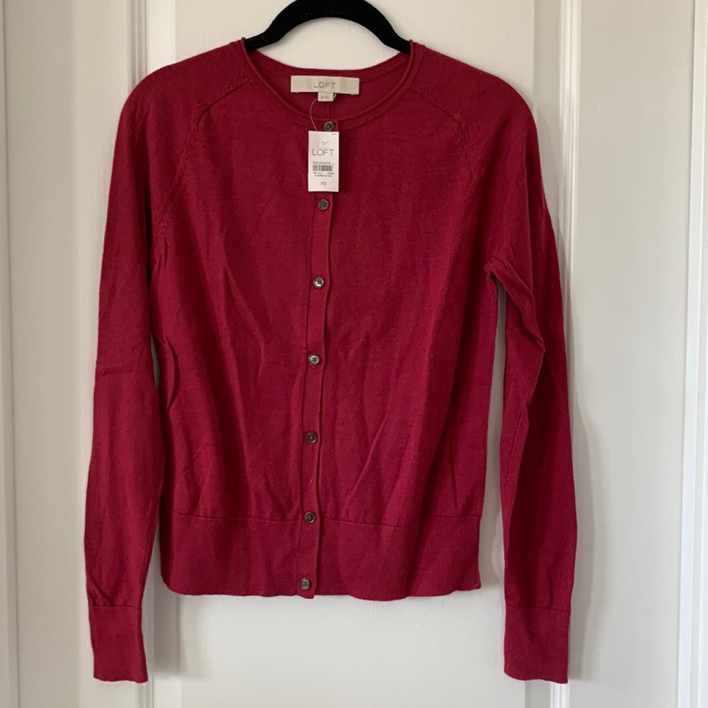 NWT LOFT Crew Neck Buttoned Down Cardigan Sweater